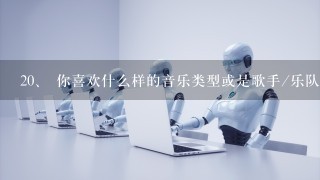 <br/>20、 你喜欢什么样的音乐类型或是歌手/乐队？